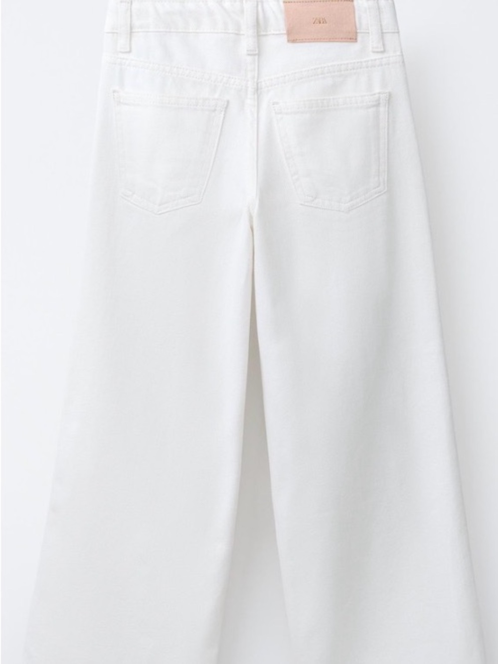 Zara White Wide-Leg Jeans with Back Pockets